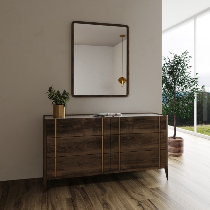 LA Furniture Oakley Mid-Century Dark Brown Mirror VGWDLCY-FM-OA-MIR Contemporary Style by Vig Furnitrue Number 78749 Catch Home Goods