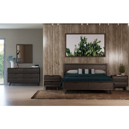 LA Furniture Eastern King Roger Mid-century Acacia Bedroom Set VGWDROGER-BRN-SET-EK Contemporary Style by Vig Furnitrue Number 80225 Catch Home Goods
