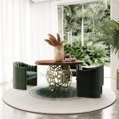 LA Furniture Taylor Round 47" Live Edge Dining Table VGEDRTLE160002-SML-BRN-DT Contemporary Style by Vig Furnitrue Number 79081 Catch Home Goods