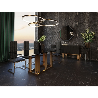 LA Furniture Token Modern Smoked Grey Glass & Rosegold Dining Table VGVCT816 Contemporary Style by Vig Furnitrue Number 73210 Catch Home Goods