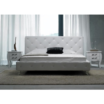 LA Furniture Queen Monte Carlo Modern White Leatherette Bed with Crystals VGJYMONTECARLO-WHT-C-Q Contemporary Style by Vig Furnitrue Number 15590 Catch Home Goods
