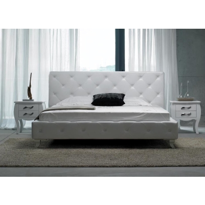 LA Furniture Queen Monte Carlo Modern White Leatherette Bed with Crystals VGJYMONTECARLO-WHT-C-Q Contemporary Style by Vig Furnitrue Number 15590 Catch Home Goods