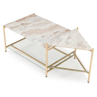 LA Furniture Mosk Modern Marble + Glass + Brass Coffee Table VGNR-NI90027 Contemporary Style by Vig Furnitrue Number 83193 Catch Home Goods