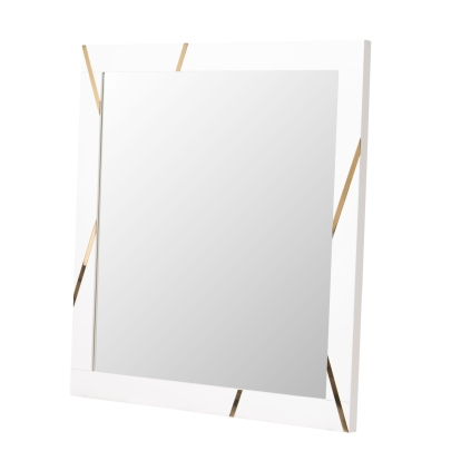 LA Furniture Nixa Modern White & Gold Mirror VGVCJ1909-MIR Contemporary Style by Vig Furnitrue Number 75864 Catch Home Goods