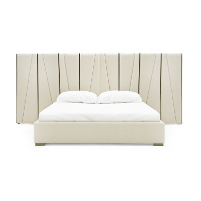 LA Furniture California King Nixa Modern Beige Velvet + Brushed Bronze Bed VGVC-BD1909-BED-BGE-CK Contemporary Style by Vig Furnitrue Number 82703 Catch Home Goods