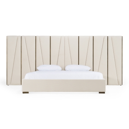 LA Furniture Nixa Modern Beige Velvet + Brushed Bronze Bed VGVC-BD1909-BED-BGE Contemporary Style by Vig Furnitrue Number 80559|80001|82703 Catch Home Goods