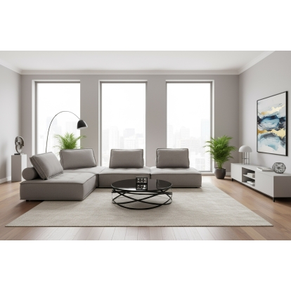 LA Furniture Nolden Modern Grey Fabric Modular 4-Piece Sectional Sofa VGKNK8542-GREY-4PC Contemporary Style by Vig Furnitrue Number 85857 Catch Home Goods