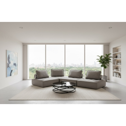 LA Furniture Nolden Modern Grey Fabric Modular 4-Piece Sectional Sofa VGKNK8542-GREY-4PC Contemporary Style by Vig Furnitrue Number 85857 Catch Home Goods