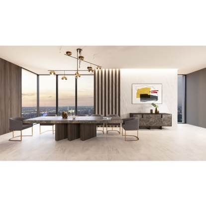 LA Furniture Yukon Modern Grey Fabric & Antique Brass Dining Chair VGVCB8362-GRYBRS Contemporary Style by Vig Furnitrue Number 74546 Catch Home Goods