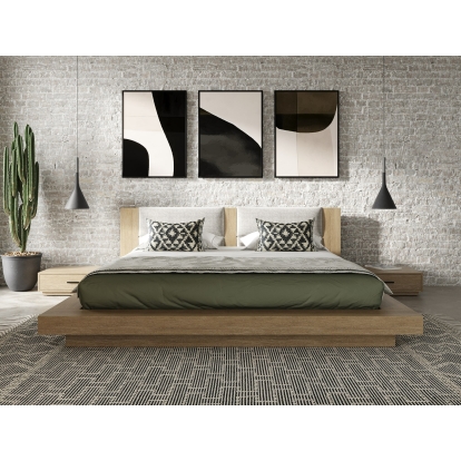 LA Furniture Fantasia Contemporary Walnut & Grey Bed with Two Nightstands VGWDHL-W01-01-BED-2NS-LTWLT Contemporary Style by Vig Furnitrue Number 78217|78218 Catch Home Goods