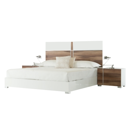 LA Furniture Giovanna Italian Mid-Century White and Cherry Q Bed VGACGIOVANNA-BED-queen Contemporary Style by Vig Furnitrue Number 72072A Catch Home Goods