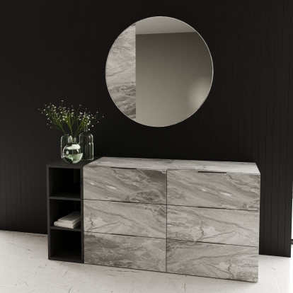 LA Furniture Maranello Modern Grey Faux Marble Mirror VGMAMQT-S25-BR-121-GRY-MIR Contemporary Style by Vig Furnitrue Number 78674 Catch Home Goods