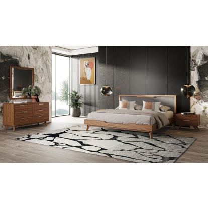 LA Furniture Soria Mid-Century Grey & Walnut Bedroom Set VGMASORIA-SET Contemporary Style by Vig Furnitrue Number 72076|72077|75352 Catch Home Goods