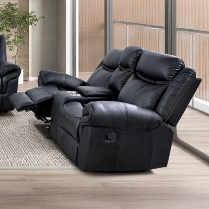 Furniture Of America Agata Transitional Black Glider Recliner Loveseat Model NX6001BK-LV