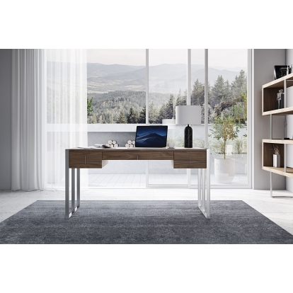 LA Furniture Orcutt Modern Walnut & Stainless Steel Desk VGBBMQ2003-DESK Contemporary Style by Vig Furnitrue Number 77867 Catch Home Goods