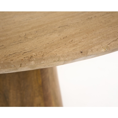 LA Furniture Onalaska Modern Travertine Marble + Wood Round Dining Table VGBR-SBA-2550 Contemporary Style by Vig Furnitrue Number 82015 Catch Home Goods