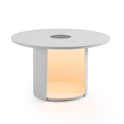 LA Furniture Onza Outdoor White Medium End Table with Solar Light VGVK-CT009-M-SL-WHT Contemporary Style by Vig Furnitrue Number 83131 Catch Home Goods
