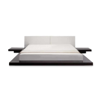 LA Furniture Queen Opal Low Profile Black Oak Japanese Platform Bed with Nightstands VGKCOPAL-BLKOAK-Q Contemporary Style by Vig Furnitrue Number 15645 Catch Home Goods