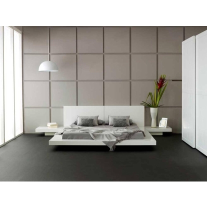 LA Furniture Queen Opal White Gloss Japanese Style Platform Bed with Nightstands VGKCOPAL-WHT-Q Contemporary Style by Vig Furnitrue Number 12509 Catch Home Goods