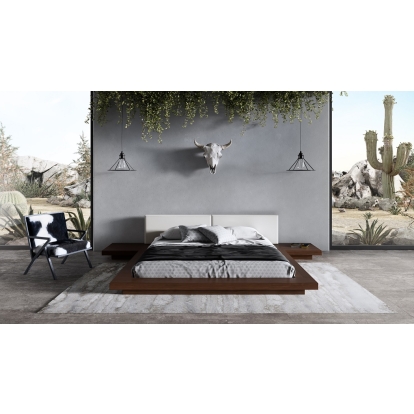 LA Furniture Tokyo Contemporary Walnut and White Platform Bed VGMABR-90-WAL-WHT Contemporary Style by Vig Furnitrue Number 76814|76813|76814A|76813A Catch Home Goods