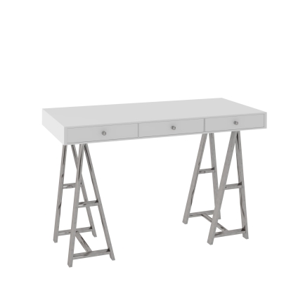 LA Furniture Ostrow White + Stainless Steel Desk VGGMCP-705E-WHT-DSK Contemporary Style by Vig Furnitrue Number 79098 Catch Home Goods