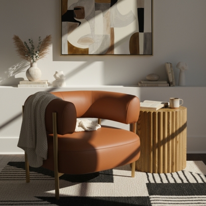 LA Furniture Ozona Modern Rust Leather Accent Chair VGHM-LL255-RUST Contemporary Style by Vig Furnitrue Number 81915 Catch Home Goods