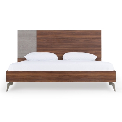 LA Furniture Palermo Eastern King Modern Italian Faux Concrete & Walnut Bed VGACPALERMO-WAL-BED-EK Contemporary Style by Vig Furnitrue Number 75551 Catch Home Goods