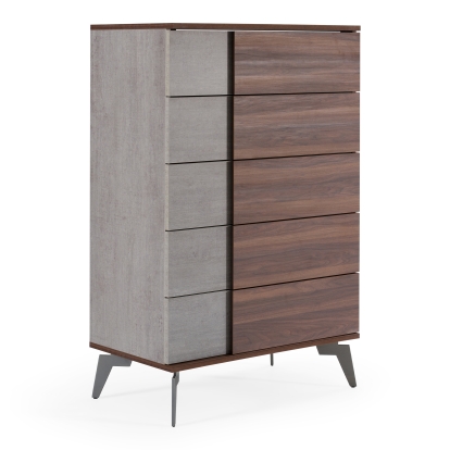 LA Furniture Palermo Italian Modern Faux Concrete & Walnut Chest VGACPALERMO-WAL-CHST Contemporary Style by Vig Furnitrue Number 76486 Catch Home Goods