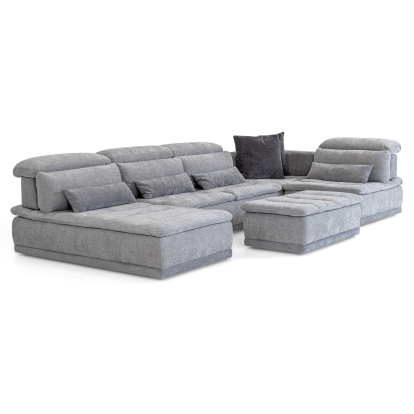 LA Furniture Panorama Italian Modern Grey Fabric Modular Sectional Sofa VGFT-PANORAMA-GRY Contemporary Style by Vig Furnitrue Number 82636 Catch Home Goods