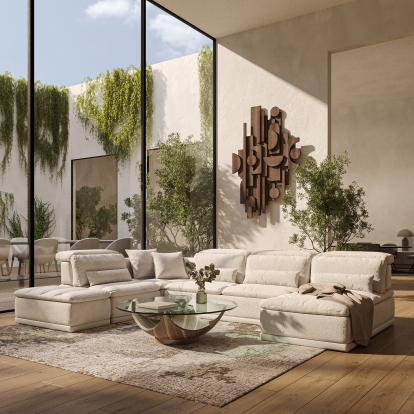 LA Furniture Panorama Italian Modern Beige Fabric Modular Sectional Sofa VGFT-PANORAMA-BGE Contemporary Style by Vig Furnitrue Number 82637 Catch Home Goods