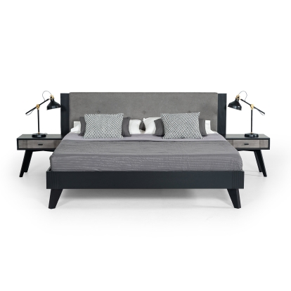 LA Furniture Queen Panther Contemporary Grey & Black Bed VGMABR-77-BED-Q Contemporary Style by Vig Furnitrue Number 74764A Catch Home Goods