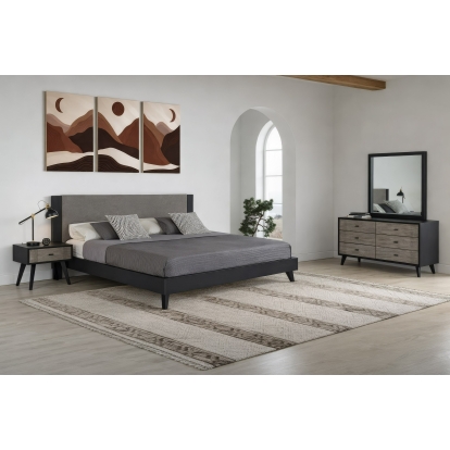 LA Furniture Panther Contemporary Grey & Black 4-Piece Bedroom Set VGMA-BR-77-4PC-SET Contemporary Style by Vig Furnitrue Number 86141 Catch Home Goods