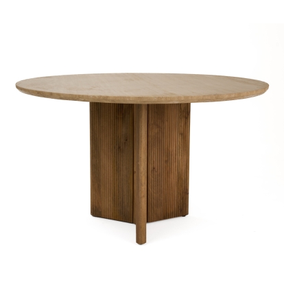 LA Furniture Pawnee Modern Travertine Marble + Wood Round Dining Table VGBR-SBA-2706-130 Contemporary Style by Vig Furnitrue Number 82018 Catch Home Goods