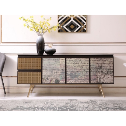 LA Furniture Phelan Modern Smoked Ash & Brass Buffet VGVCG2020-BUF Contemporary Style by Vig Furnitrue Number 77792 Catch Home Goods