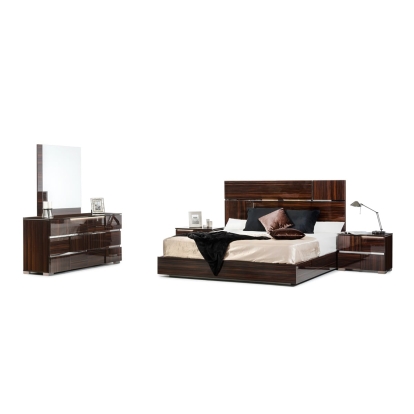 LA Furniture Eastern King Picasso Italian Modern Ebony Lacquer Bedroom Set VGACPICASSO-SET-EBONY-EK Contemporary Style by Vig Furnitrue Number DISCONTINUED Catch Home Goods