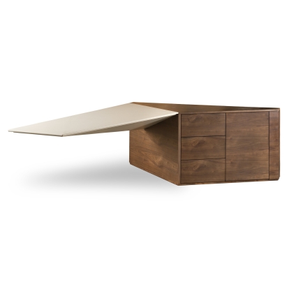 LA Furniture Pilot Modern Dark Walnut + Beige Leather Desk VGVC-BT2323 Contemporary Style by Vig Furnitrue Number 81761 Catch Home Goods