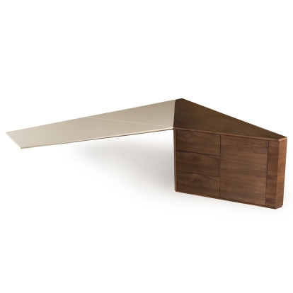 LA Furniture Pilot Modern Dark Walnut + Beige Leather Desk VGVC-BT2323 Contemporary Style by Vig Furnitrue Number 81761 Catch Home Goods