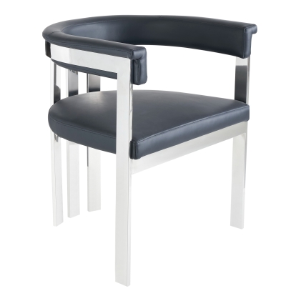 LA Furniture Pontiac Modern Black Vegan Leather and Stainless Steel Dining Chair VGZAY129-BLK-DC Contemporary Style by Vig Furnitrue Number 79056 Catch Home Goods