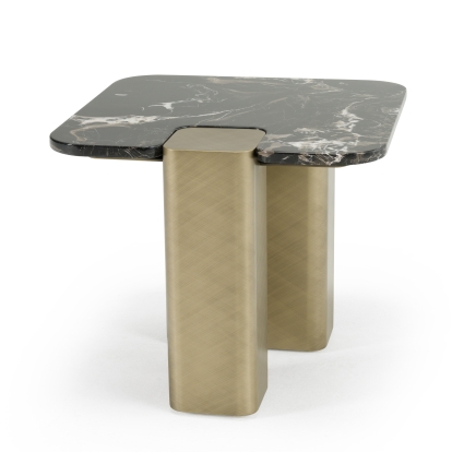 LA Furniture Quest Modern Black Rose Marble + Antique Brass End Table VGFA-CT2017 Contemporary Style by Vig Furnitrue Number 83085 Catch Home Goods