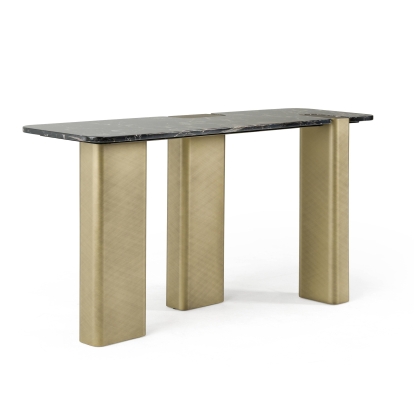 LA Furniture Quest Modern Black Rose Marble + Antique Brass Console Table VGFA-DT2205 Contemporary Style by Vig Furnitrue Number 83086 Catch Home Goods
