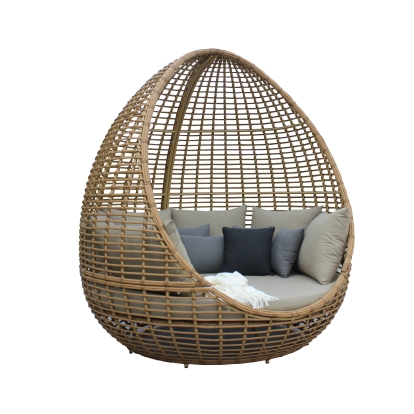 LA Furniture Cocoon Outdoor Beige + Wicker Lounge Bed VGATRABD-152 Contemporary Style by Vig Furnitrue Number 80832|80832A|80832B Catch Home Goods