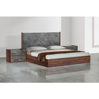 LA Furniture Rado Eastern King Modern Walnut & Volcanic Slate Bed VGACRADO-WAL-BED-EK Contemporary Style by Vig Furnitrue Number 77189A Catch Home Goods