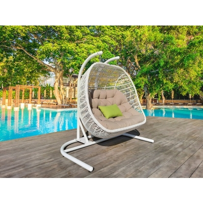 LA Furniture San Juan Outdoor White & Beige Hanging Chair VGATRAHM-026-BEG Contemporary Style by Vig Furnitrue Number 77632 Catch Home Goods