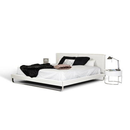 LA Furniture Eastern King Ramona Modern White Leatherette Bed VGJY-4016-WHT-BED-EK Contemporary Style by Vig Furnitrue Number 79358 Catch Home Goods