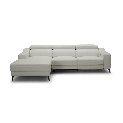 LA Furniture Rampart Modern L-Shape LAF White Leather Sectional Sofa with 1 Recliner VGKM-5325-LAF-WHT-SECT Contemporary Style by Vig Furnitrue Number 80076|81965 Catch Home Goods