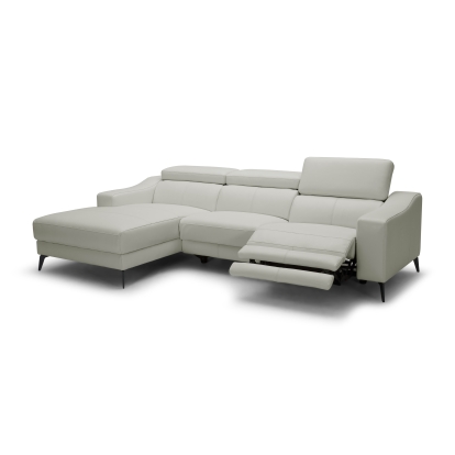 LA Furniture Rampart Modern L-Shape LAF White Leather Sectional Sofa with 1 Recliner VGKM-5325-LAF-WHT-SECT Contemporary Style by Vig Furnitrue Number 80076|81965 Catch Home Goods
