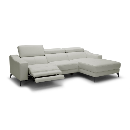LA Furniture Rampart Modern L-Shape RAF White Leather Sectional Sofa with 1 Recliner VGKM-5325-RAF-WHT-SECT Contemporary Style by Vig Furnitrue Number 80077|81966 Catch Home Goods