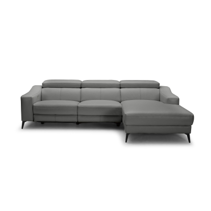 LA Furniture Rampart Modern L-Shape RAF Grey Leather Sectional Sofa with 1 Recliner VGKM-5325-RAF-GRY-SECT Contemporary Style by Vig Furnitrue Number 80079 Catch Home Goods