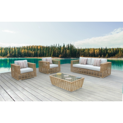 LA Furniture Ko Tao Outdoor Beige + Wicker Sofa Set VGATRASF-054-SET Contemporary Style by Vig Furnitrue Number 79249 Catch Home Goods