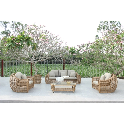 LA Furniture Sandra Outdoor Beige + Wicker Sofa Set With End Table VGATRASF-227-SET-ET Contemporary Style by Vig Furnitrue Number 82151 Catch Home Goods